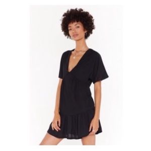 Nasty Gal Ribbed Smock Mini Dress